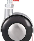2 Inch Twin Wheel Furniture Caster with M8 threaded stem, shown in profile, designed for smooth gliding action and stability.