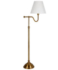 63 Inch Tall Floor Lamp With Fabric Empire Shade In Blackened Bronze And White, 8 Foot Cord, Rotary Switch, E26 Base