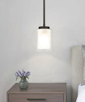 Dark Bronze Dual Glass 1 Light Mini Pendant Ceiling Light for Kitchen Island and Living Room, Adjustable Hanging Fixture