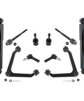 Heavy Duty Steering Tie Rod End Suspension Kit Left Right Front Upper Lower Driver Passenger Sealed Forged For Dodge Durango And Chrysler Aspen 2004 To 2009 viewed from top with black rods and bolts.