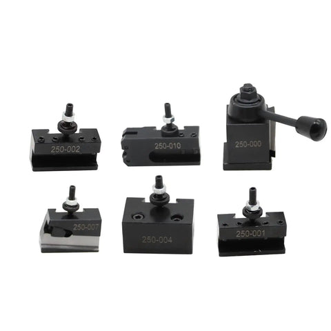 Lathe Quick Change Tool Post Set For 6 To 8 Inch Swing Pro Grade Kit with holders 250-000, 250-001, 250-002, 250-004, 250-007, 250-010