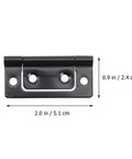 Concealed Rotating Door Hinges 12 Piece Set Black Mini Hinges with measurements, 2.0 x 0.9 inches, for furniture and box replacement.