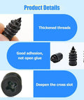 Close-up of screw in tire plugs with details for DIY Tire Repair Kit With Two Plug Sizes Screw In Tire Plugs With Box And Driver Fast Self Service Puncture Fix For Roadside Emergencies On The Go 20 Pieces Quick Roadside Fix For Drivers.