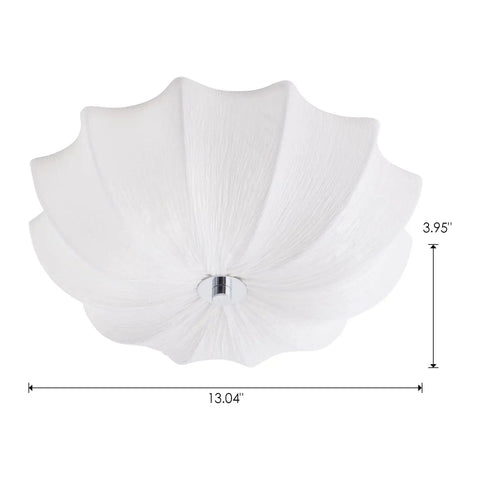 White Fabric Drum Shade Flush Mount Ceiling Light Fixture Three Light Modern Chandelier 13.04x3.95 inches side view