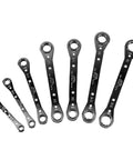 Ratcheting Box Wrench Set 7-Piece Heavy Duty Pro-Grade Laminated Steel With Roll-Up Pouch Dual End Sizes Rust-Resistant Chrome Finish