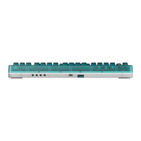 Retro 87 Key Wireless Mechanical Keyboard Hot Swap side view showing clear blue finish and USB-C port