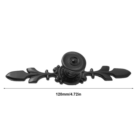 Front view of Pack Of 4 Vintage Pull Handle Door Knob Back Plate Set For Home Furniture Drawer 120mm Black Zinc Alloy Construction