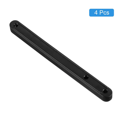180mm Plastic Drawer Slides Four Pack, side-mounted grooved guide rail, black plastic, 4 pcs shown
