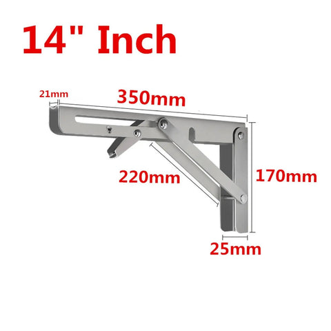 Stainless Steel Triangular Shelf Brackets Set Of 2 Heavy Duty Adjustable Wall Mount Bench Table Support with dimensions labeled