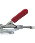 Heavy Duty Push Pull Quick Toggle Clamp Delivering Robust Grip For Welding And Woodworking Sites With Workshop Bench Fixtures And Fast Release Mechanism Built Tough For Daily Shop Grind, showcasing sturdy steel frame and red handle.