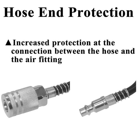 Hose end protection for pneumatic air blower kit featuring metal connectors and secure fittings for durability and reliability.