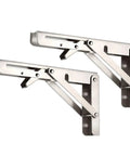 Heavy Duty Stainless Steel Folding Shelf Brackets Collapsible Wall Mount L Table Hinges For Bench And Table With Screws 10 Inch Silver