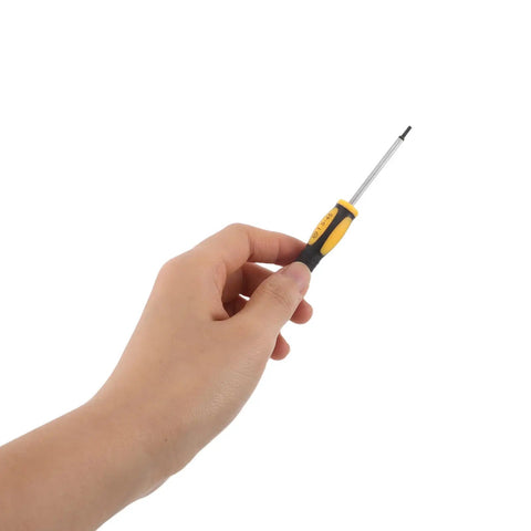 Hand holding Pocket Sized Fencing Sword Tip Screwdriver With Anti Slip Handle, Mini Precision Flathead For Foil Epee Sabre Tips, Portable Repair Tool
