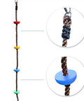 6.56 Foot Climbing Rope Swing With Treads And Plate Swing Hanging Kit For Trees, Slacklines, Play Towers, Kid Friendly Ninja Rope Accessories With Carabiner