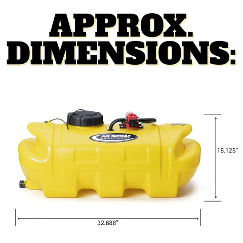 Bronze 15 Gallon Spot Sprayer For ATVs And UTVs With 12V Diaphragm Pump 1.2 GPM 60 PSI tank dimensions 32.688 x 18.125 inches