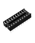 DIP IC Socket Adapter Two Row 20 Pin 2.54mm Pitch Soldering Ready with Double Row Flat Pins Black Plastic Housing