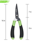 Hedge Clippers With Teflon Coated High Carbon Steel Blades Lightweight 16 Inch Garden Shears With Comfort Grip Handles displayed