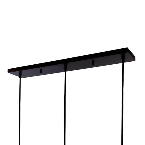 Top view of Brass Gold And Black 3-Light Linear Pendant Light For Kitchen Island And Dining Room, showcasing adjustable cords.