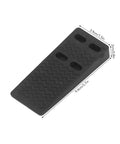 Heavy Duty Door Stopper For Hardwood Floors And Tiles in black rubber with non-slip grip, 9.4cm by 3.9cm, anti collision design.