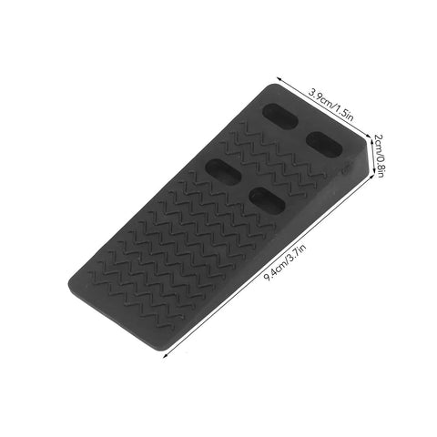 Heavy Duty Door Stopper For Hardwood Floors And Tiles in black rubber with non-slip grip, 9.4cm by 3.9cm, anti collision design.
