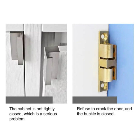 Solid Brass Ball Catch With Adjustable Tension for cabinet door closure compared to unsecured cabinet door