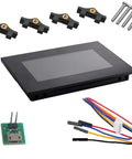 Nextion Intelligent 7 Inch HMI Display With 5V Capacitive Touch Screen 800x480 TFT LCD Enclosure Case For Arduino Projects Built In Audio Video And Animation Capabilities For Interactive UI, front view with cables and screws