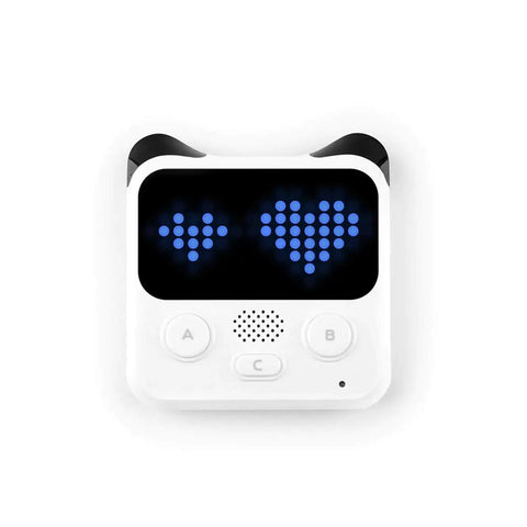 Codey Rocky Interactive Coding Robot For Kids Aged 6 To 12, Beginner Friendly Remote Control Toy That Sparks Problem Solving, Logic, And Coding Fun Totally Dope Right Out Of The Box, panda-shaped white plastic robot with blue display