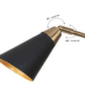 Three Light Modern Black And Gold Chandelier With Copper Brass Finish showing adjustable slanted shades detail