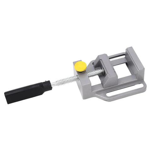 Drill Press Vise Aluminum Alloy Mini Bench Clamp For Precision Drilling Engraving And Polishing, gray with black handle