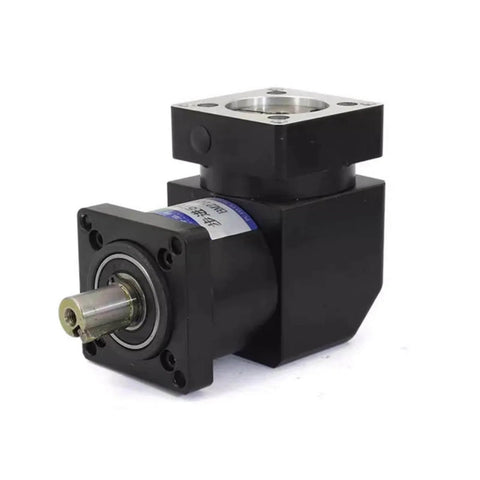 90 Degree Planetary Gearbox Reducer for NEMA 23 Motors, high torque, compact design for CNC, robotics, and 3D printing, side view.