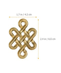 Gold Chinese Knot Cabinet Pull Handle With Single Hole Design dimensions shown against a white background