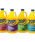 Top Shelf Heavy Duty Floor Cleaning Kit With Stripper Sealer Polish And Cleaner Four Gallon Set includes four yellow gallon bottles.