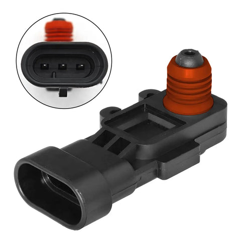 No Sweat Swap Universal Car Fuel Tank Pressure Sensor For Vapor Vent Port EVAP System OEM 16238399 16196060 12219388 showing black plastic and orange rubber details.