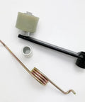 Super Heavy Duty Chain Tensioner With Roller Kit For Suzuki B 200 And B 200S-7 ATV Ensures Smooth Riding By Auto Adjusting Slack To Keep Your Drive Train Tight While Slamming Through Rough Trails Without Noise Or Wear., ATV chain tensioner kit with nylon roller, spring, and bushing on white background