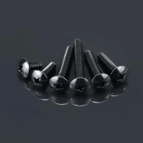 Tough As Nails Heavy Duty 3/8-16 X 1-1/2 Phillips Truss Head Machine Screw 10 Pack with black truss screws on dark background.