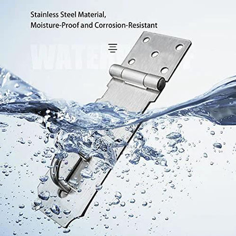 Stainless Steel Door Hasp Latch 5 Inch Extra Thick Packlock Clasp Lock With Screws Brushed Finish showing water resistance