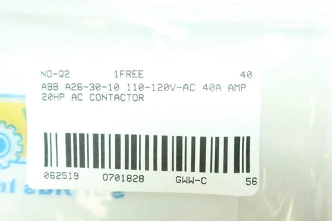 Label of Single Contactor A26-30-10 AC 110-120V Coil 40A 20HP Motor Starter Industrial Control Relay Replacement