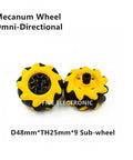 Mecanum wheel set for robot cars, omni-directional wheels, nine sub-wheels, smooth multi-directional movement, DIY projects