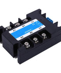 Solid State Relay SSR For DC To AC Control Systems, Industrial Electrical Accessory With Flame Retardant Transparent Shell, Durable, Safe And Easy Mounting For Control Cabinets And Equipment Installations For Technicians. black SSR module with screw terminals