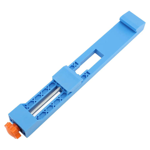 Zerodis Circular Saw Guide Clamp With Bidirectional Locking For 4 To 6 Inch Dust Cutters And Marble Machines Heavy Duty ABS Plastic Base view from top showing its blue design and locking mechanism.