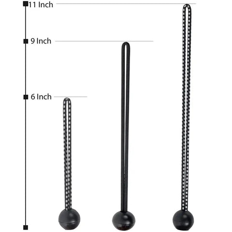 Black 6, 9, 11 inch 30 Pack Ball Bungee Cords With Balls For Shelter Canopy And Cargo Tie Downs Built Tough Heavy Duty UV Resistant Elastic Cords
