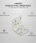 Heavy Duty Stainless Steel L Bracket Corner Brace For Furniture Repair And Cabinet Shelf Reinforcement, 90 Degree Angle Support, 1 Pack