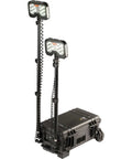 Top Tier Heavy Duty Rechargeable 6000 Lumen LED Flashlight With Dual Swivel Masts setup in carrying case for outdoor projects.
