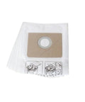 Stack of tear-resistant fleece filter bags with cardboard attachments, designed for heavy dust, 5 pack, extended capacity.