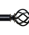 Black Curtain Rods Extendable From 32 To 144 Inches Heavy Duty 1 Inch Drapery Rod With Twisted Cage Ends