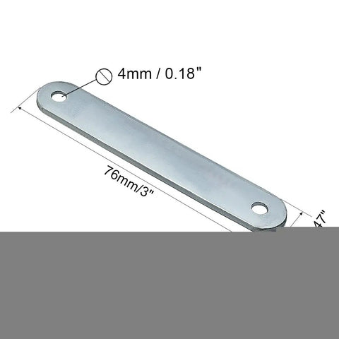 10Pcs Flat Mending Corner Brace Plate Set 76x12mm for Quick Fixes, Silver Tone, shown with dimensions