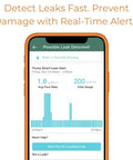 F2X Smart Home Water Monitor and Leak Detector with Real Time Usage Tracking Indoor and Outdoor Leak Alerts on phone screen