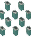 10 green 40A fuses from 50 Pack Must Have Automotive Mini Box Cartridge Fuse Kit For Cars Trucks And SUVs With 15A 20A 25A 30A 40A Each 10 Pieces Universal Vehicle Electrical Protection And Easy Replacement Fuse Set