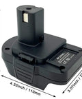 Cross Brand Battery Adapter Lets You Swap Makita 18V Lithium Into Ryobi 18V One Plus Tools with measurements labeled