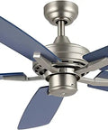 52 Inch Ceiling Fan With Remote No Light Kit Industrial Farmhouse Style for Kitchen Bedroom Living Room Nickel Finish